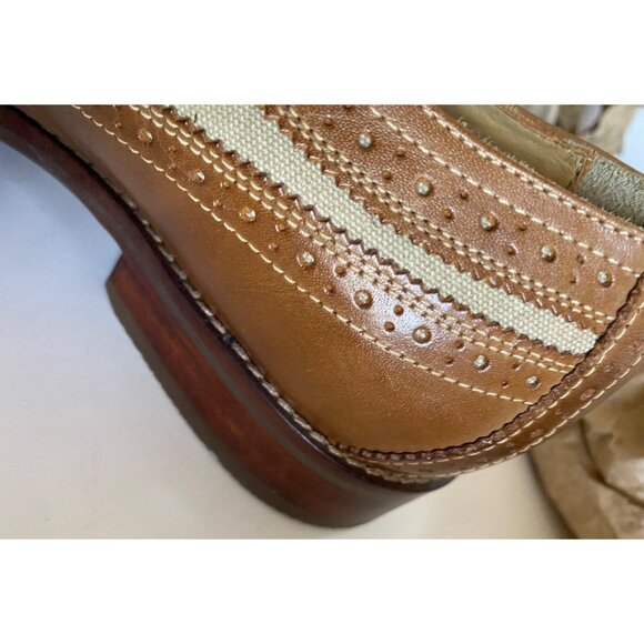 Johnston & Murphy Garner Wingtip Shoes Men Sz 11 Brown Tan Leather Linen Oxford - Picture 10 of 15